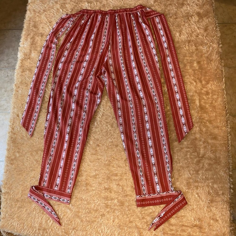 Shein Red Print Pants Size Med